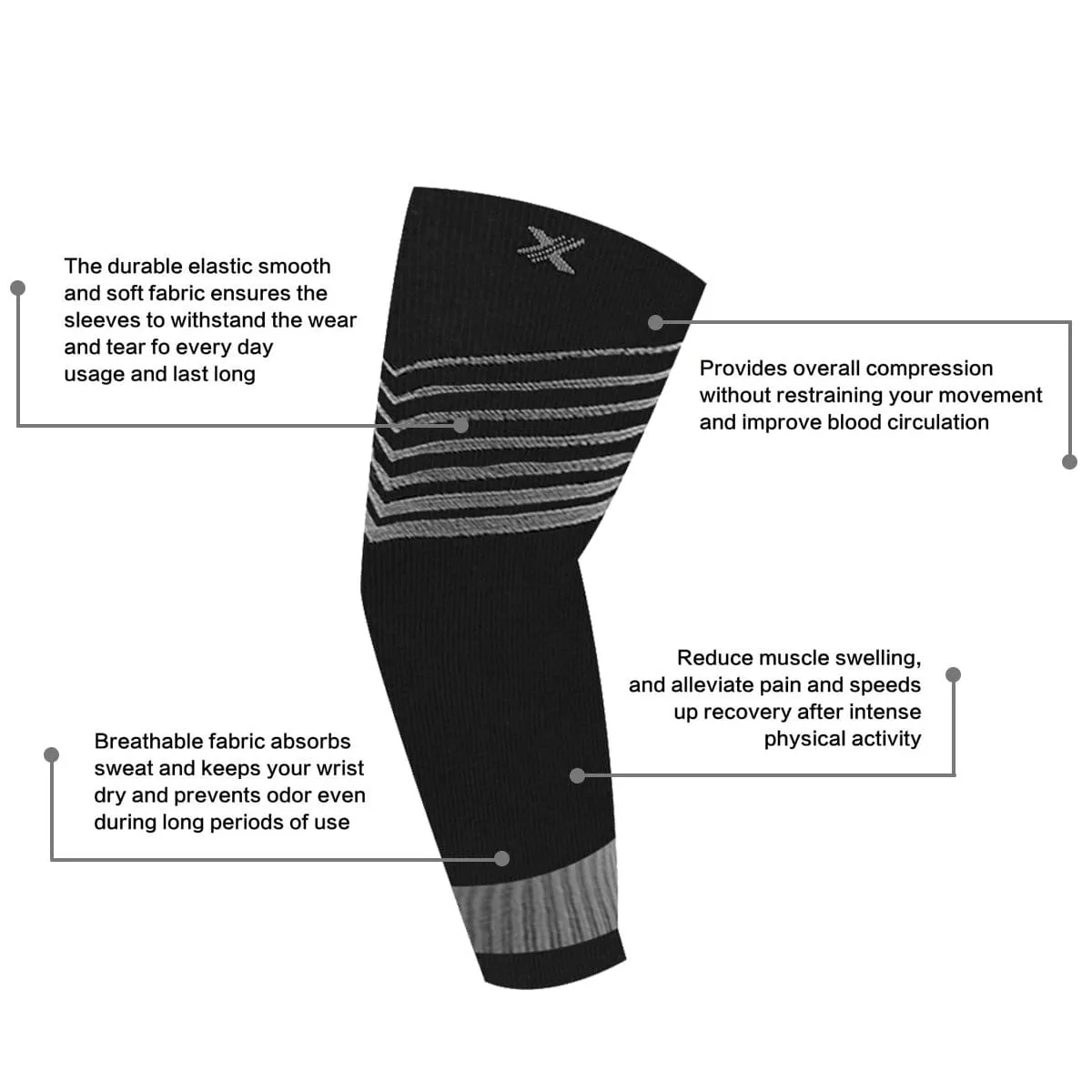 V-Striped Support Ankle Compression Pain Relief Recovery Sleeves (1-Pair)