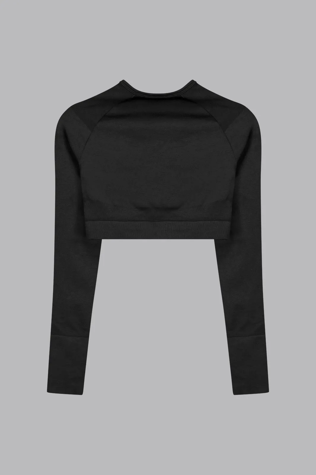 V_COMPRESS CROPPED SEAMLESS LONG SLEEVE TOP - Black