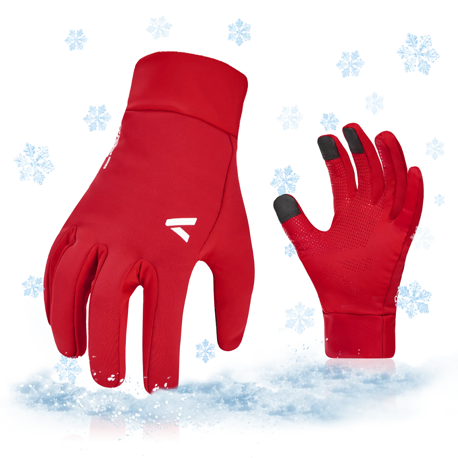 VGO 1Pair -5℃/23°F or Above Winter Outdoor Gloves for Junior, Hiking Gloves,Cycling Gloves,Moto Gloves,Hunting Gloves(Red/Gret,FT3114FL)