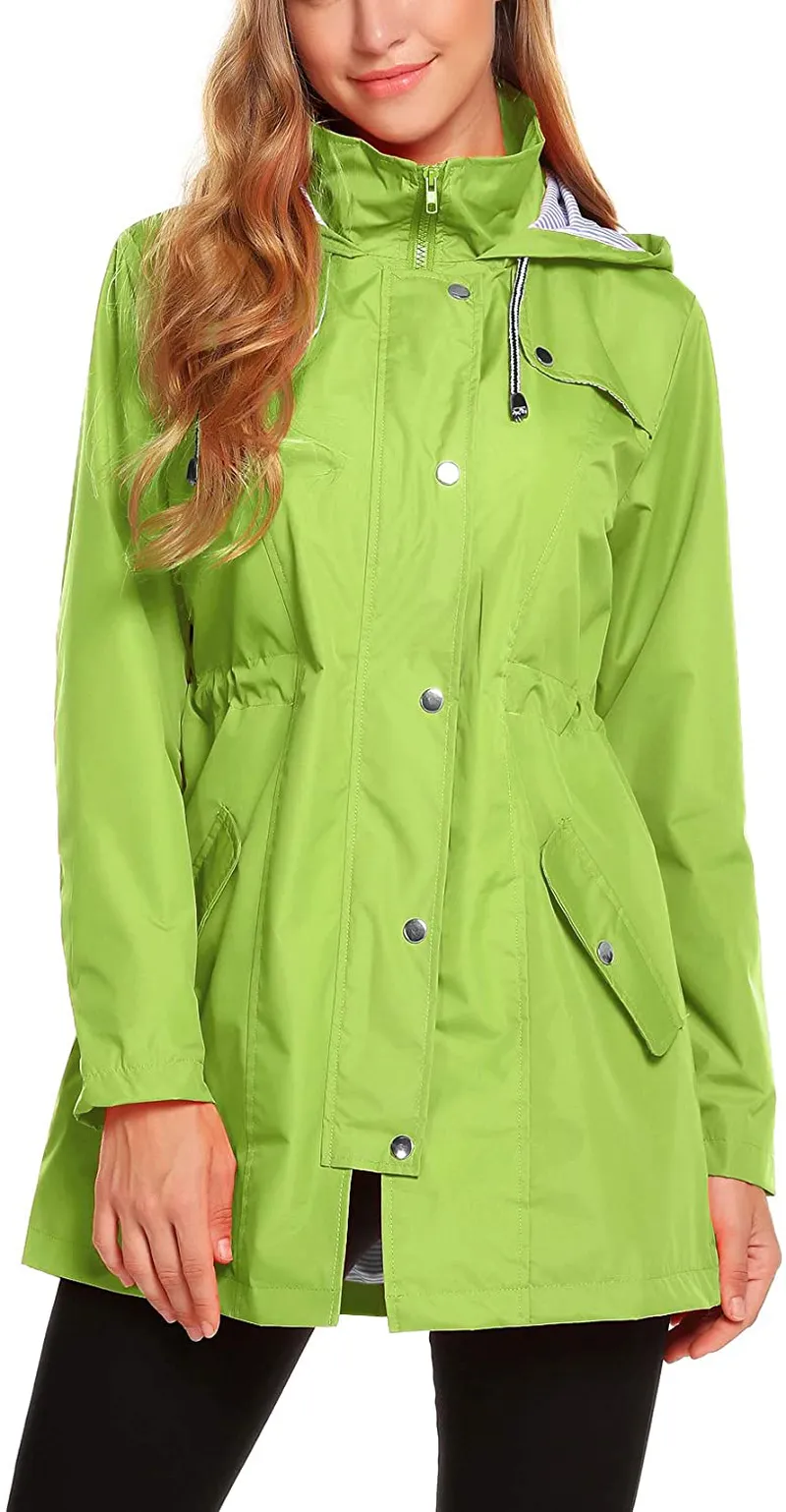 ZHENWEI Womens Lightweight Hooded Waterproof Active Outdoor Rain Jacket S-XXL